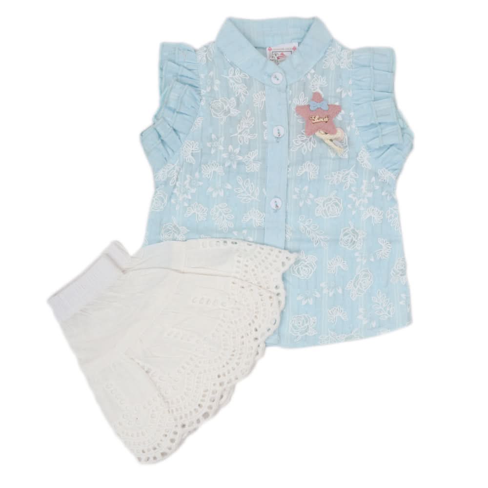 Newborn Girls Half Sleeves Skirt Suit - Blue, Kids, NB Girls Sets And Suits, Chase Value, Chase Value