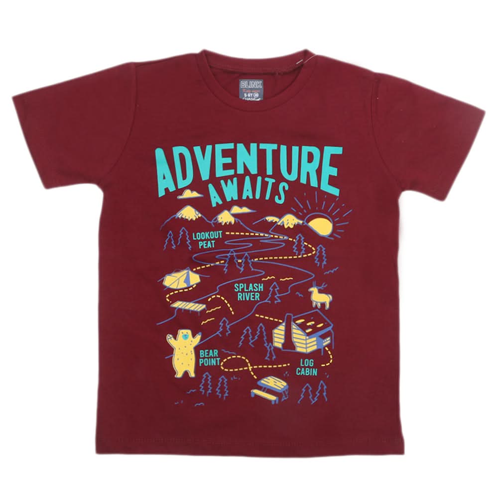 Boys Half Sleeves T-Shirt 3994 - Maroon, Kids, Boys T-Shirts, Chase Value, Chase Value