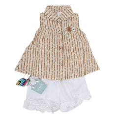 Newborn Girls Half Sleeves Short Suit - Beige, Kids, Newborn Girls Sets And Suits, Chase Value, Chase Value