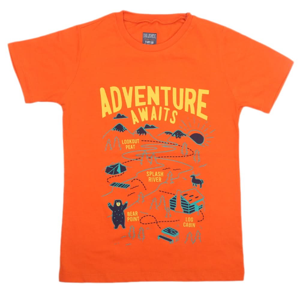 Boys Half Sleeves T-Shirt 3994 - Orange, Kids, Boys T-Shirts, Chase Value, Chase Value