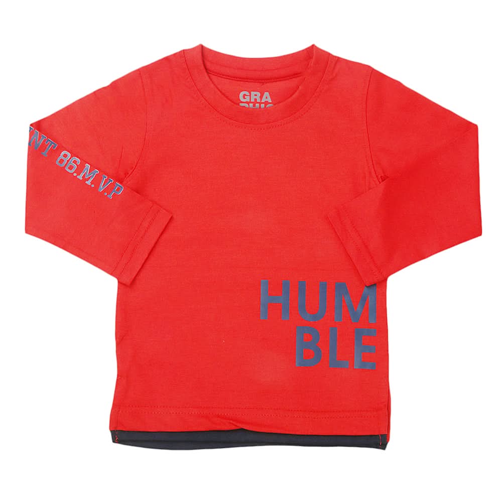 Boy's Full Sleeves T-Shirt 123 - Red, Kids, Boys T-Shirts, Chase Value, Chase Value