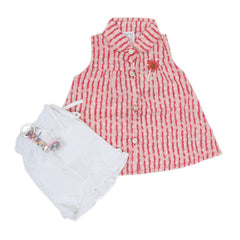 Newborn Girls Half Sleeves Short Suit - Pink, Kids, New Born Girls Sets And Suits, Chase Value, Chase Value