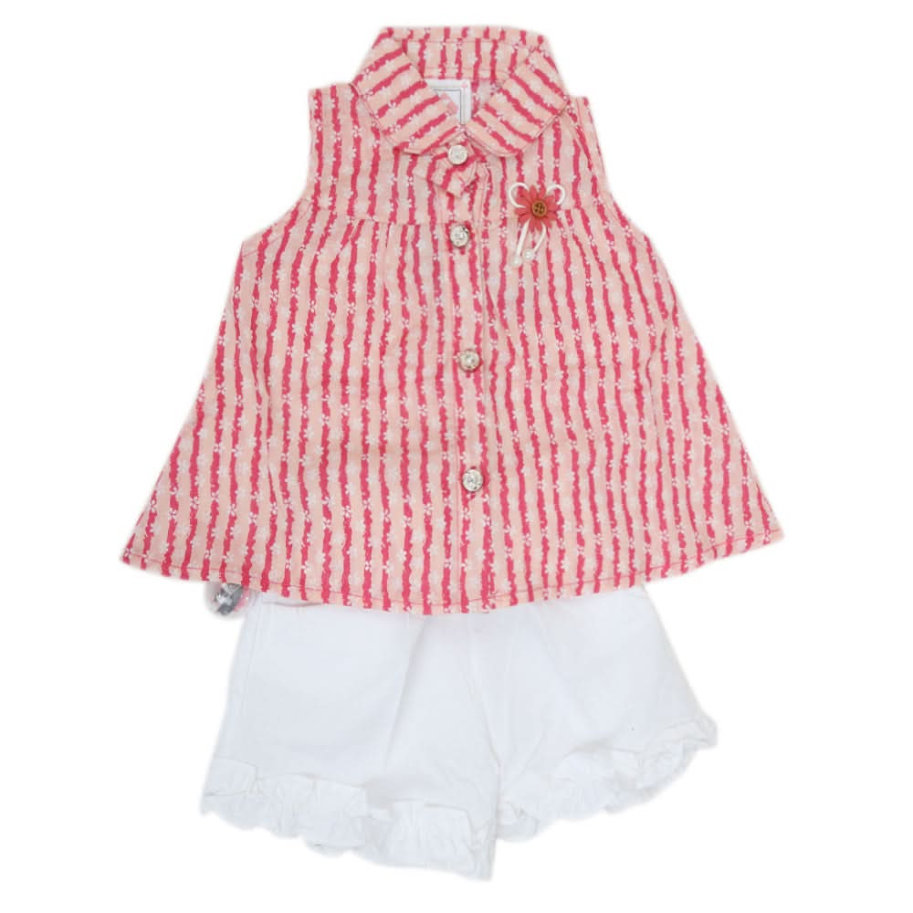 Newborn Girls Half Sleeves Short Suit - Pink, Kids, New Born Girls Sets And Suits, Chase Value, Chase Value