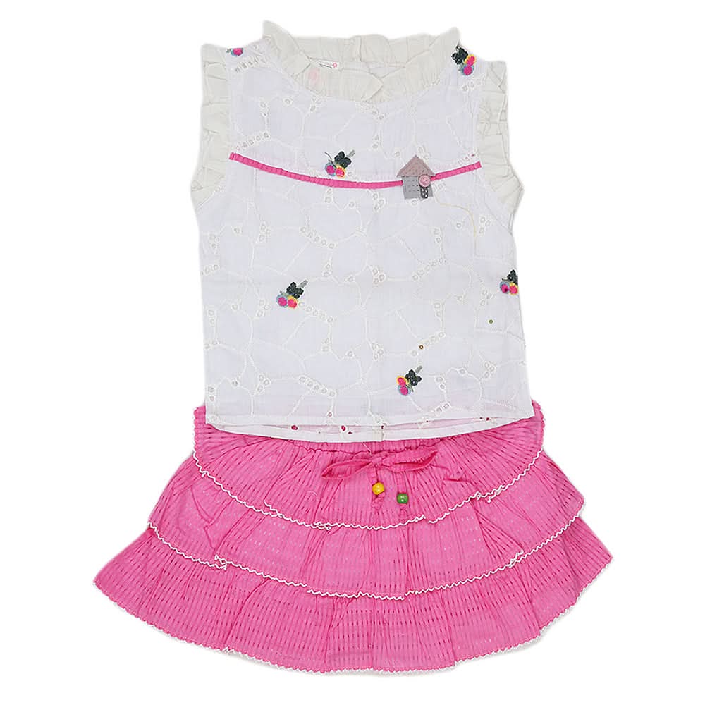 Newborns Girls Skirt Half Sleeves Suit - Pink, Kids, New Born Girls Sets And Suits, Chase Value, Chase Value