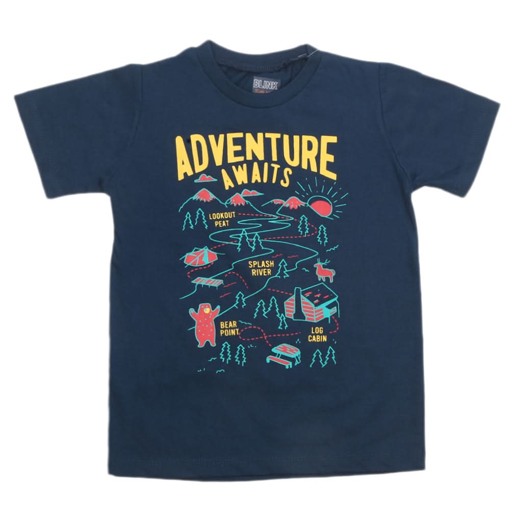 Boys Half Sleeves T-Shirt 3994 - Steel Blue, Kids, Boys T-Shirts, Chase Value, Chase Value