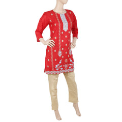 Women's Cotton Embroidered 2 Piece Suit - Red, Women, Shalwar Suits, Chase Value, Chase Value