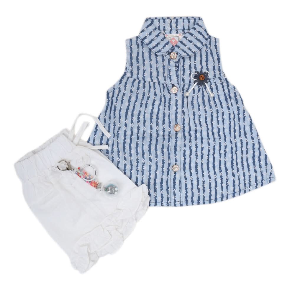 Newborn Girls Half Sleeves Short Suit - Blue, Kids, Newborn Girls Sets And Suits, Chase Value, Chase Value