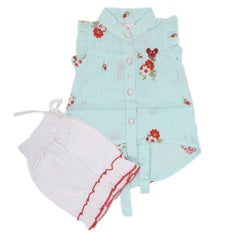 Newborn Girls Half Sleeves Short Suit - Cyan, Kids, NB Girls Sets And Suits, Chase Value, Chase Value