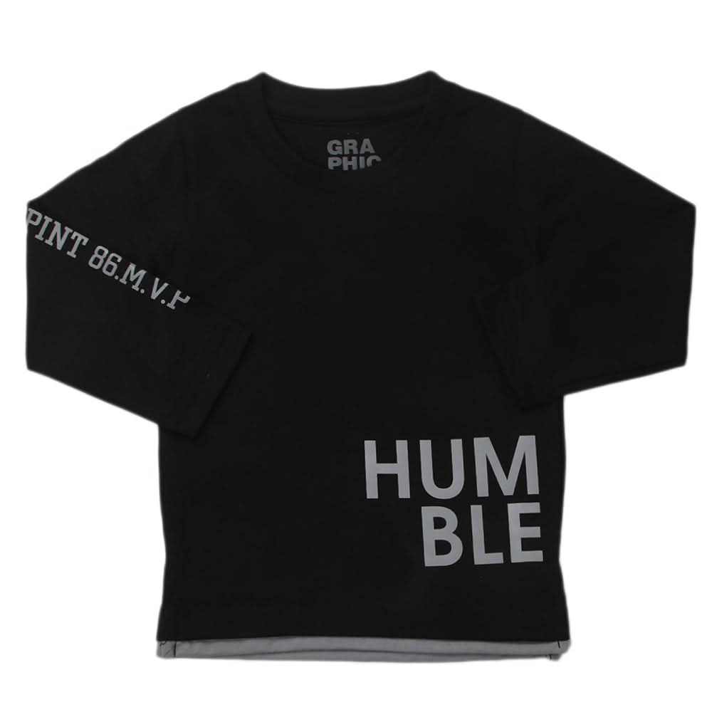 Boy's Full Sleeves T-Shirt 123 - Black, Kids, Boys T-Shirts, Chase Value, Chase Value