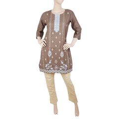 Women's Cotton Embroidered 2 Piece Suit - Dark Brown, Women, Shalwar Suits, Chase Value, Chase Value