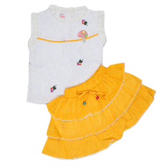 Newborns Girls Skirt Half Sleeves Suit - Yellow, Kids, New Born Girls Sets And Suits, Chase Value, Chase Value
