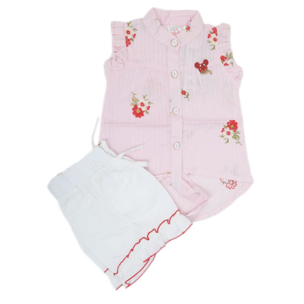 Newborn Girls Half Sleeves Short Suit - Pink, Kids, NB Girls Sets And Suits, Chase Value, Chase Value