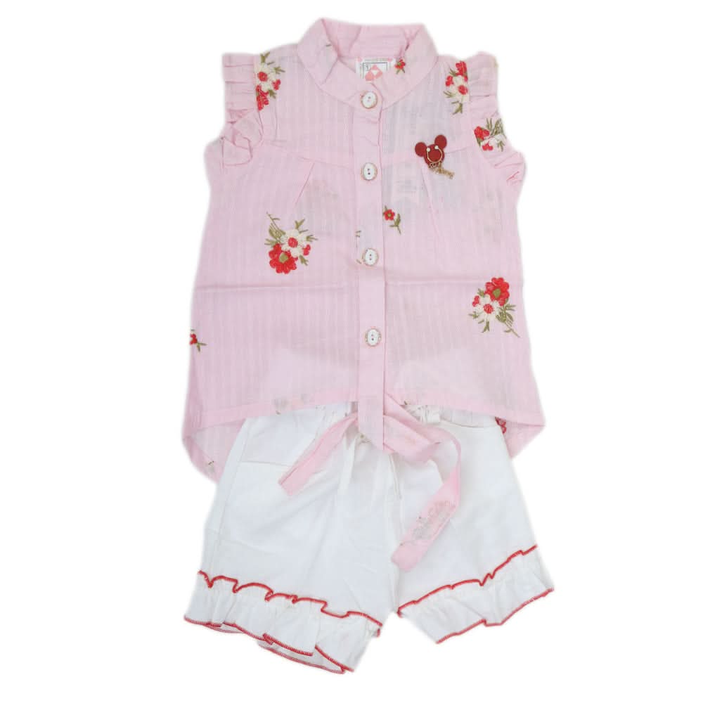 Newborn Girls Half Sleeves Short Suit - Pink, Kids, NB Girls Sets And Suits, Chase Value, Chase Value
