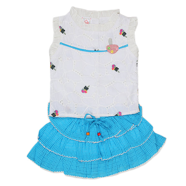 Newborns Girls Skirt Half Sleeves Suit - Blue, Kids, New Born Girls Sets And Suits, Chase Value, Chase Value