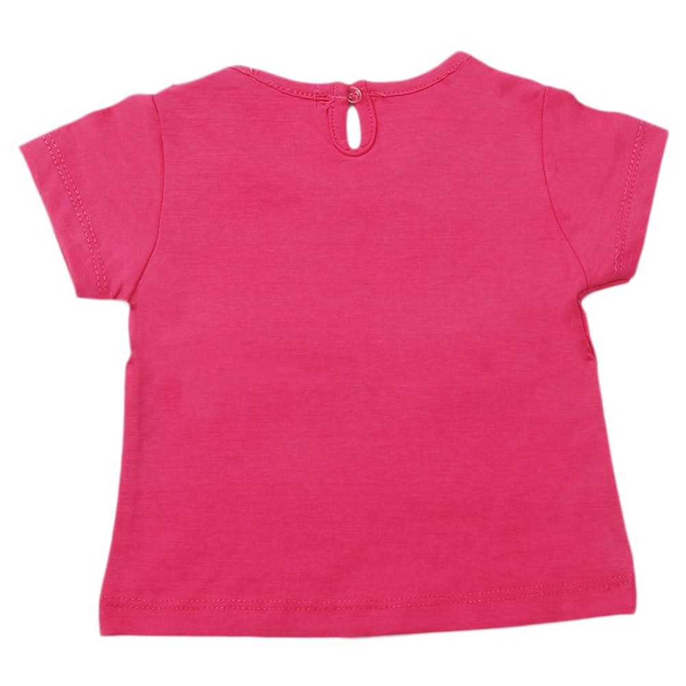 Newborn Girls Half Sleeves T-Shirt - Dark Pink, Kids, Newborn Girls T-Shirts, Chase Value, Chase Value