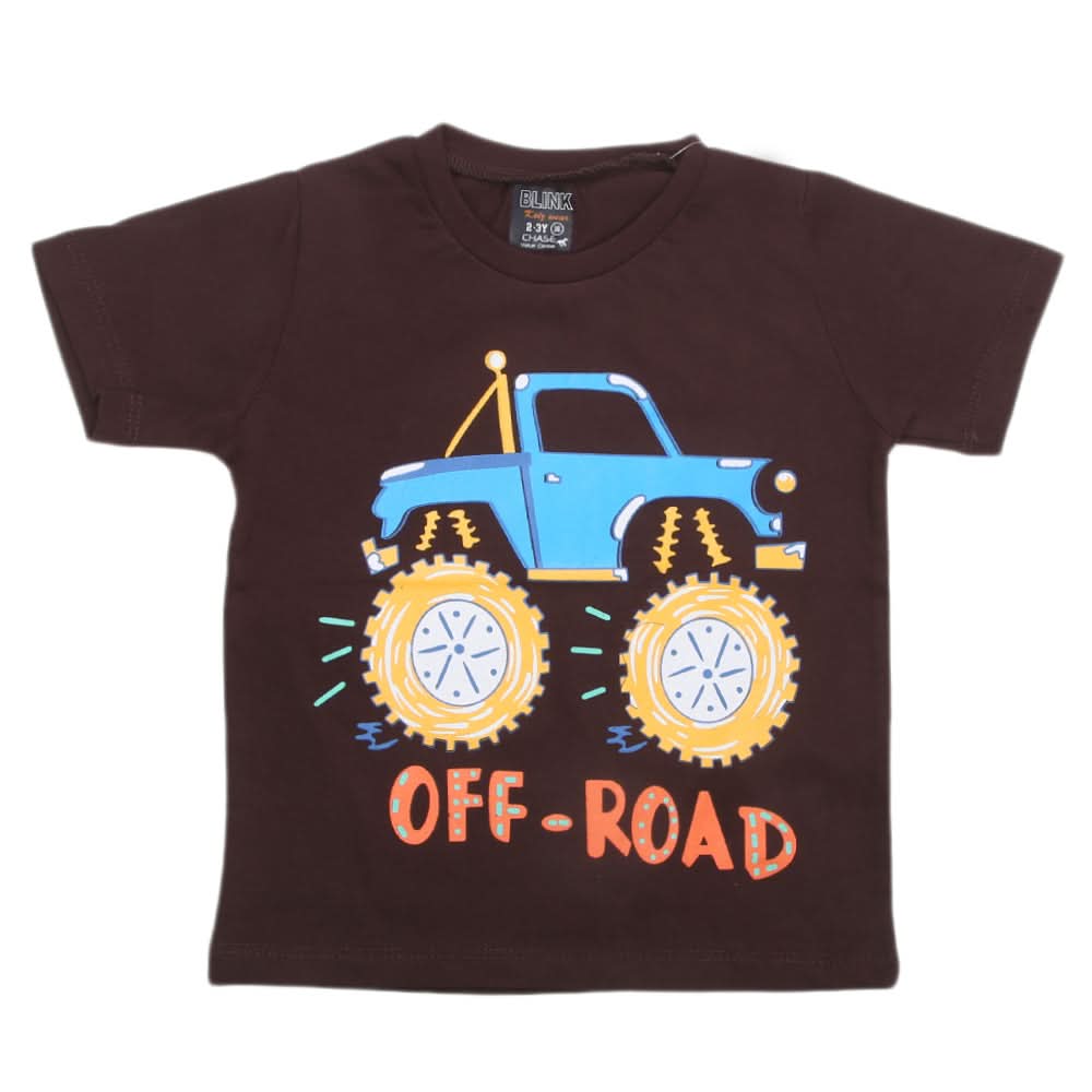 Boys Half Sleeves Jersey T-Shirt 4144 - Dark Brown, Kids, Boys T-Shirts, Chase Value, Chase Value