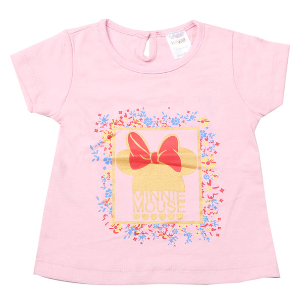 Newborn Girls Half Sleeves T-Shirt - Light Pink, Kids, Newborn Girls T-Shirts, Chase Value, Chase Value