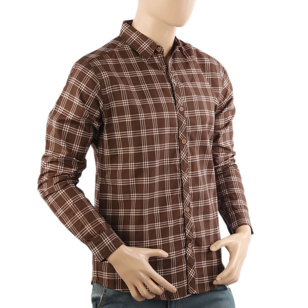 Men's Casual Club Check Shirt - Dark Brown, Men's Shirts, Chase Value, Chase Value