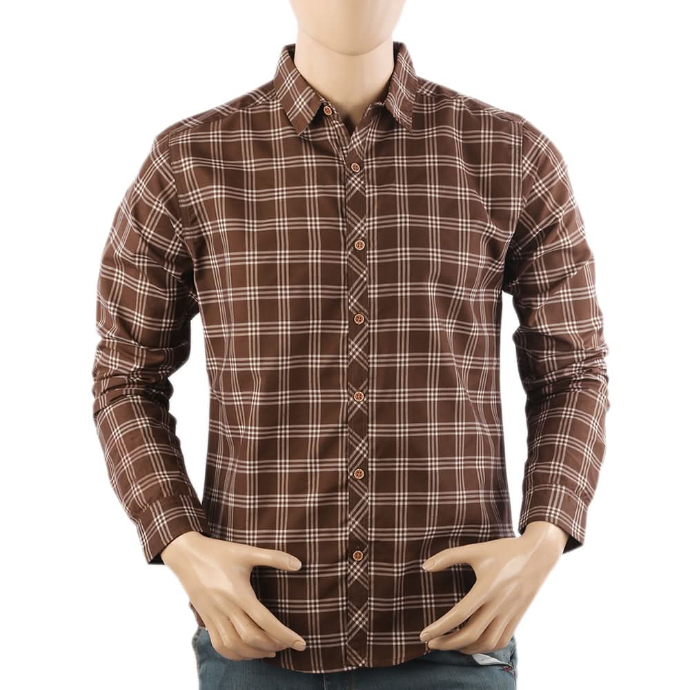 Men's Casual Club Check Shirt - Dark Brown, Men's Shirts, Chase Value, Chase Value