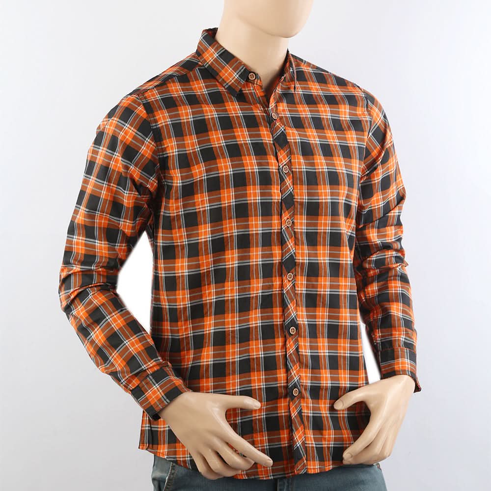 Men's Casual Club Check Shirt - Orange, Men's Shirts, Chase Value, Chase Value