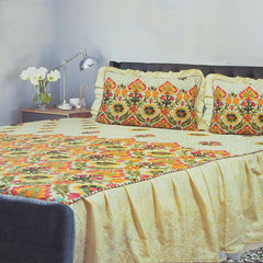 Printed Double 2 Side Frill Bed Sheet - M-2, Double Size Bed Sheet, Chase Value, Chase Value