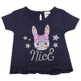Newborn Girls Half Sleeves T-Shirt - Navy Blue, Kids, Newborn Girls T-Shirts, Chase Value, Chase Value