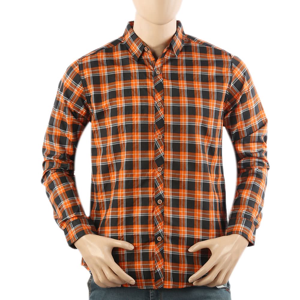 Men's Casual Club Check Shirt - Orange, Men's Shirts, Chase Value, Chase Value
