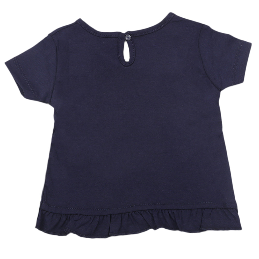 Newborn Girls Half Sleeves T-Shirt - Navy Blue, Kids, Newborn Girls T-Shirts, Chase Value, Chase Value