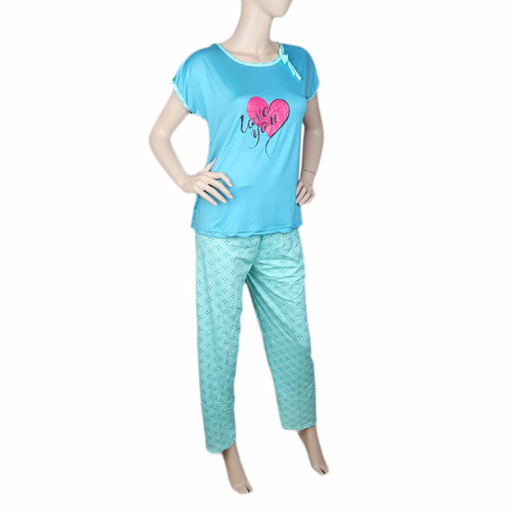Women's 2 Piece Night Suit - Steel Blue, Women, Night Suit, Chase Value, Chase Value