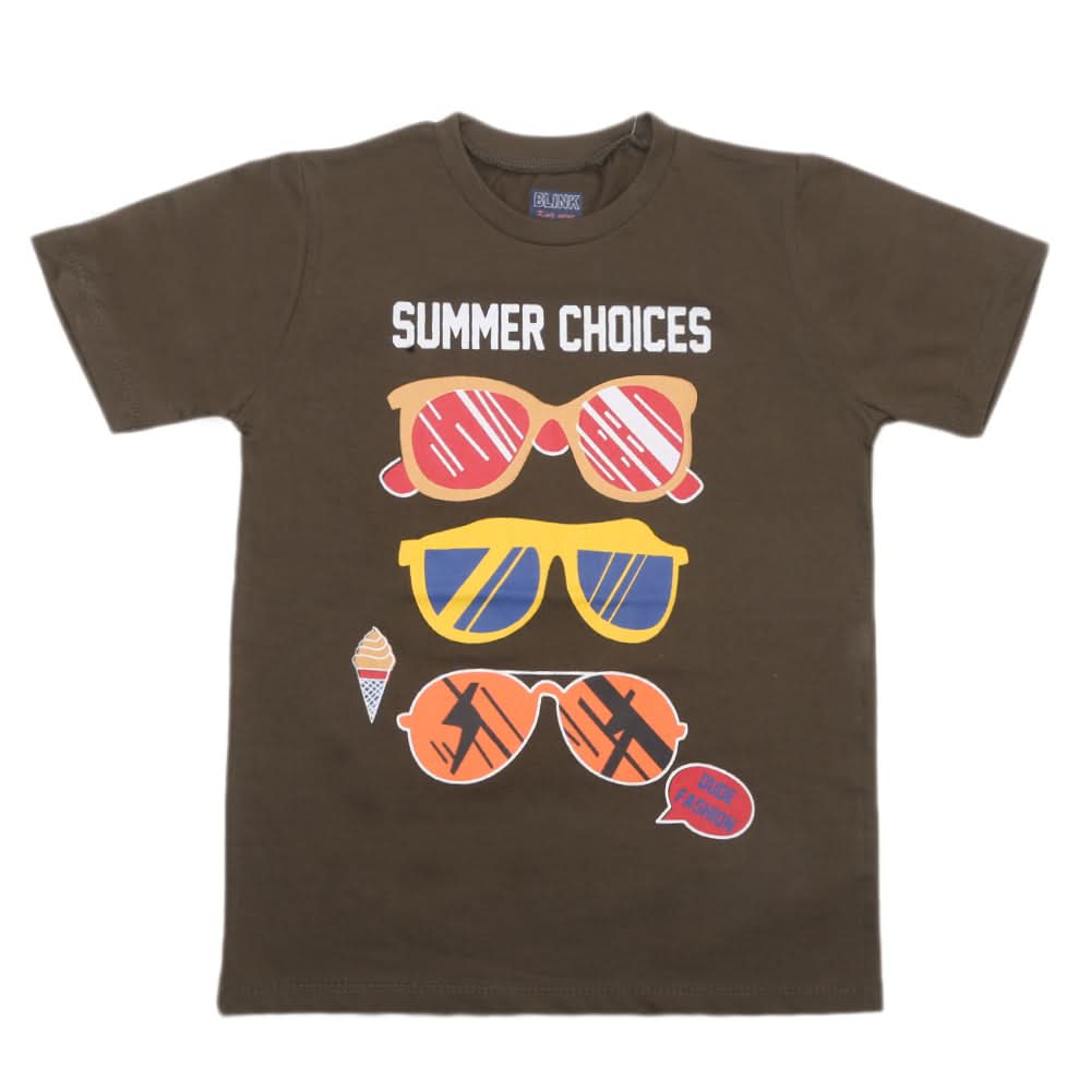 Boys Half Sleeves T-Shirt 3989 - Olive Green, Kids, Boys T-Shirts, Chase Value, Chase Value