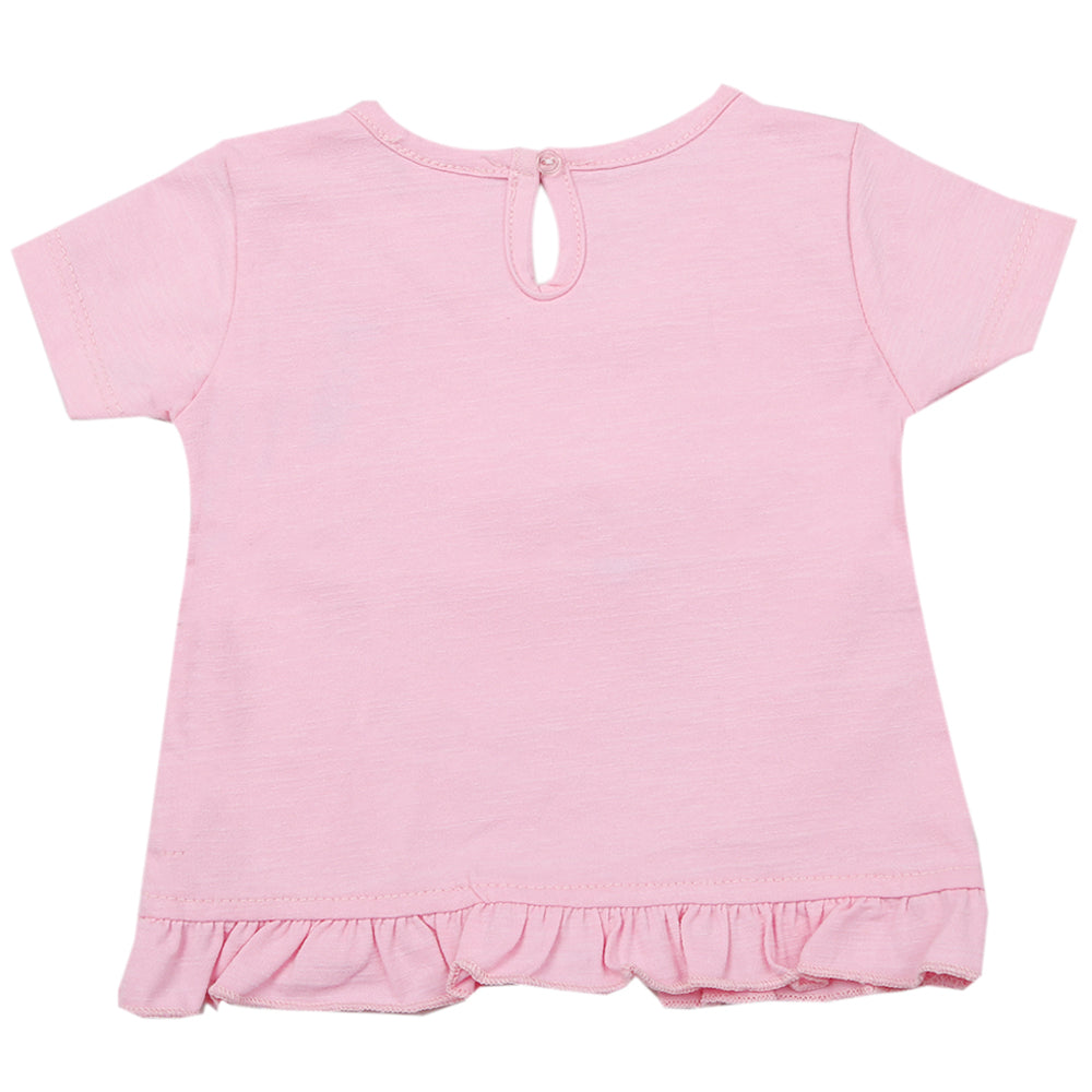 Newborn Girls Half Sleeves T-Shirt - Light Pink, Kids, Newborn Girls T-Shirts, Chase Value, Chase Value