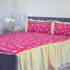 Printed Double 2 Side Frill Bed Sheet - M-4, Double Size Bed Sheet, Chase Value, Chase Value