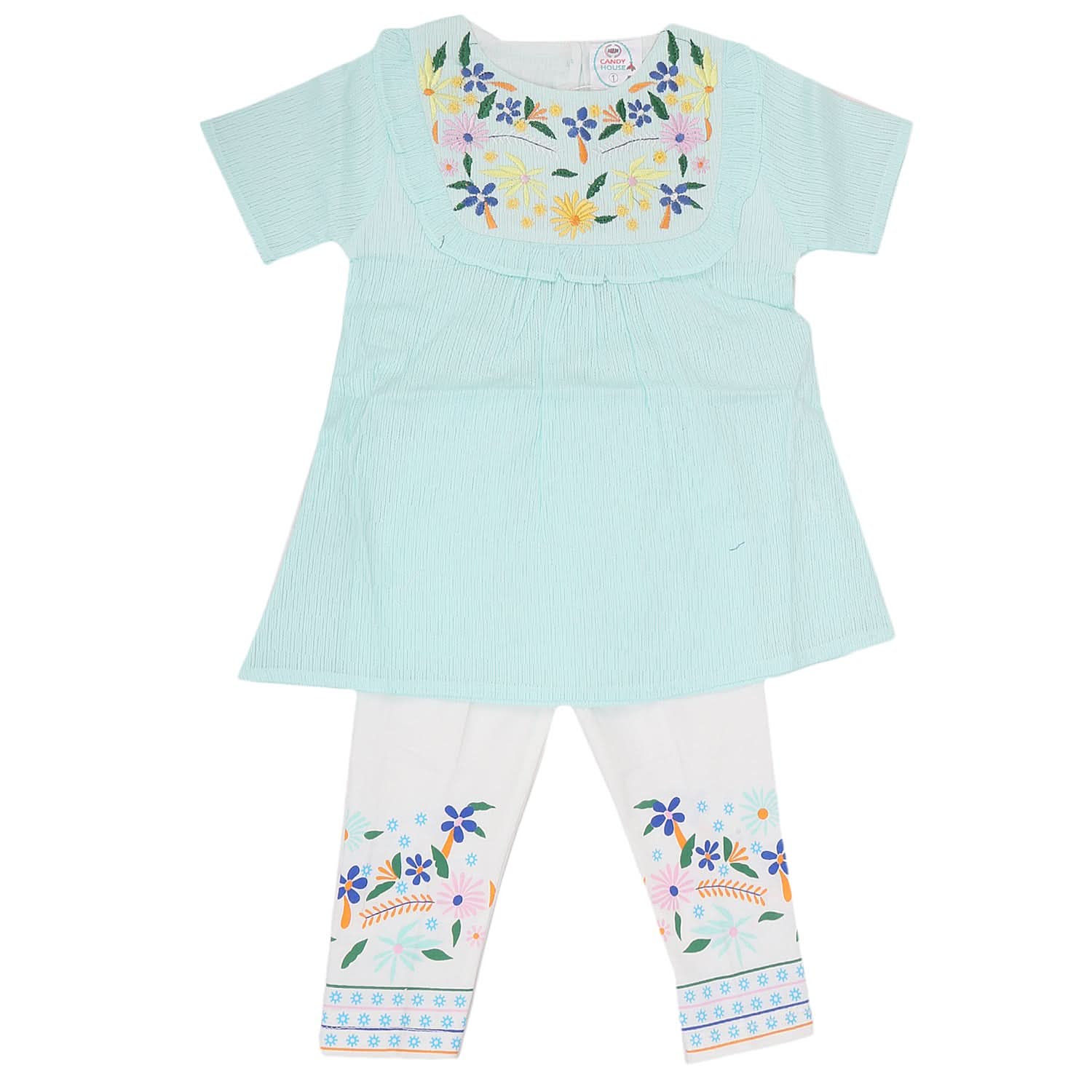 Newborn Girls Half Sleeves Suit 6B-130 - Cyan, Kids, NB Girls Sets And Suits, Chase Value, Chase Value