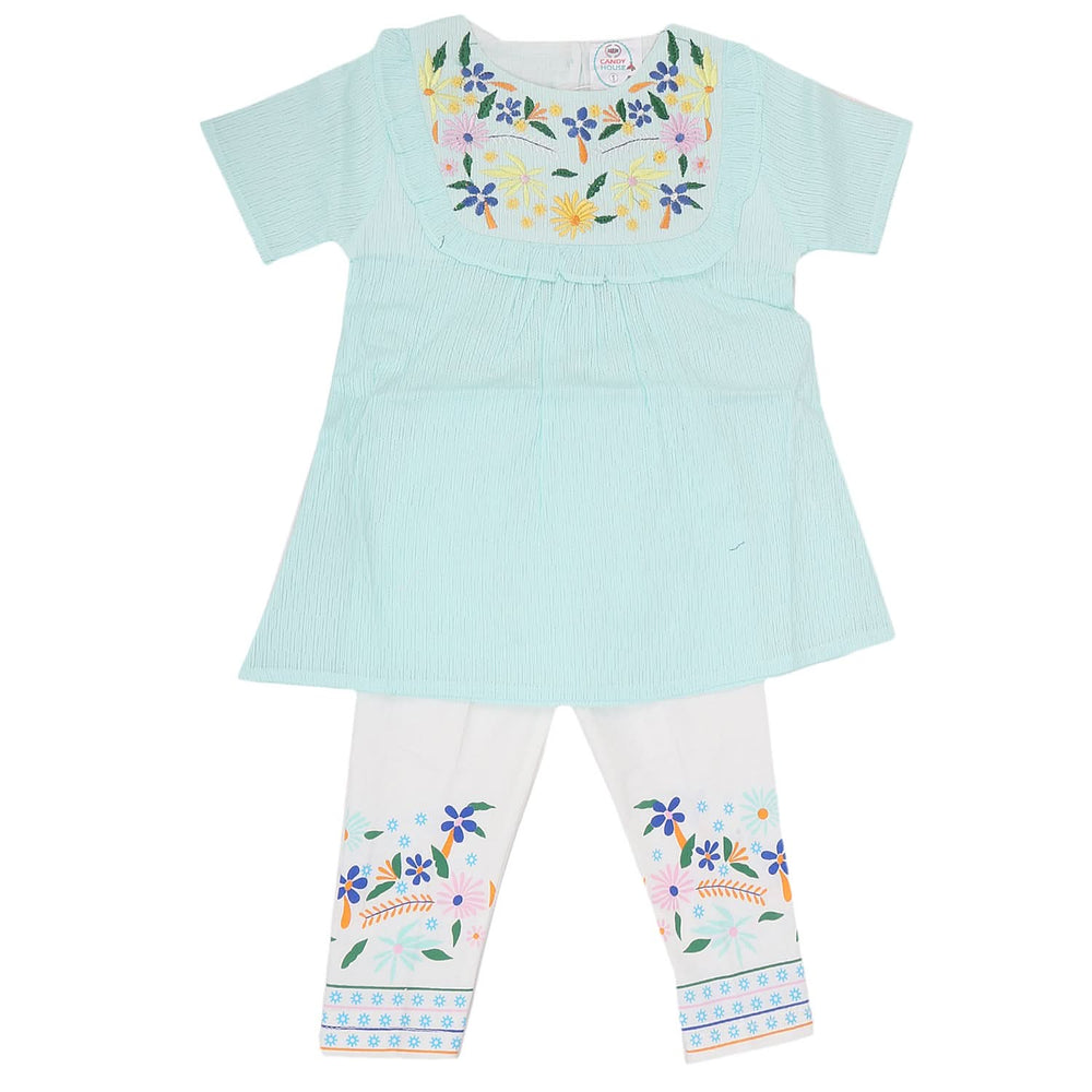 Newborn Girls Half Sleeves Suit 6B-130 - Cyan, Kids, NB Girls Sets And Suits, Chase Value, Chase Value