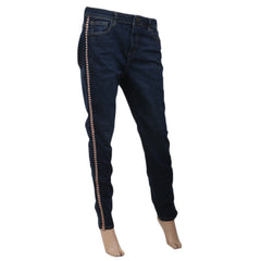Women's Denim Pant Side Tape - Blue, Women, Pants & Tights, Chase Value, Chase Value