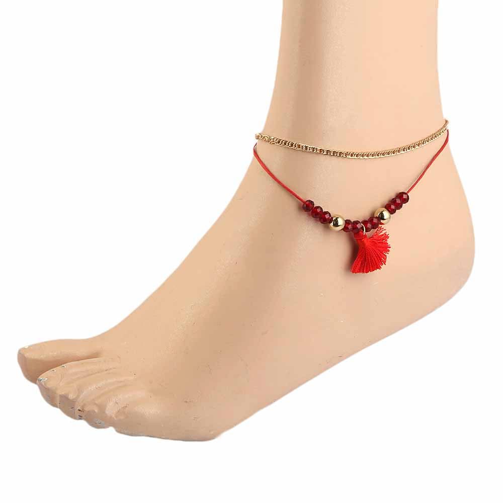 Women's Anklet - Red, Women, Foot Jewellery, Chase Value, Chase Value