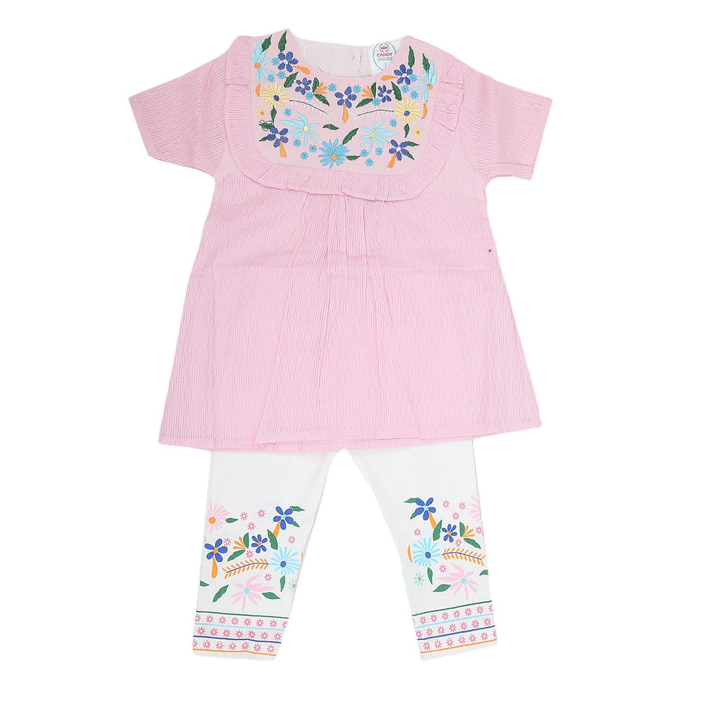 Newborn Girls Half Sleeves Suit 6B-130 - Pink, Kids, NB Girls Sets And Suits, Chase Value, Chase Value