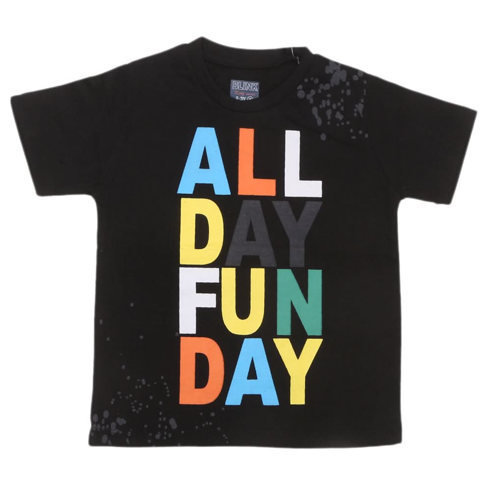 Boys Half Sleeves Jersey T-Shirt - Black, Kids, Boys T-Shirts, Chase Value, Chase Value