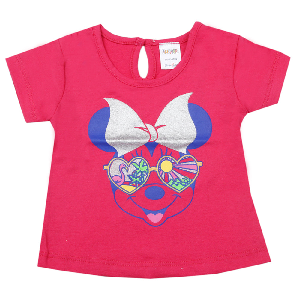 Newborn Girls Half Sleeves T-Shirt - Dark Pink, Kids, Newborn Girls T-Shirts, Chase Value, Chase Value