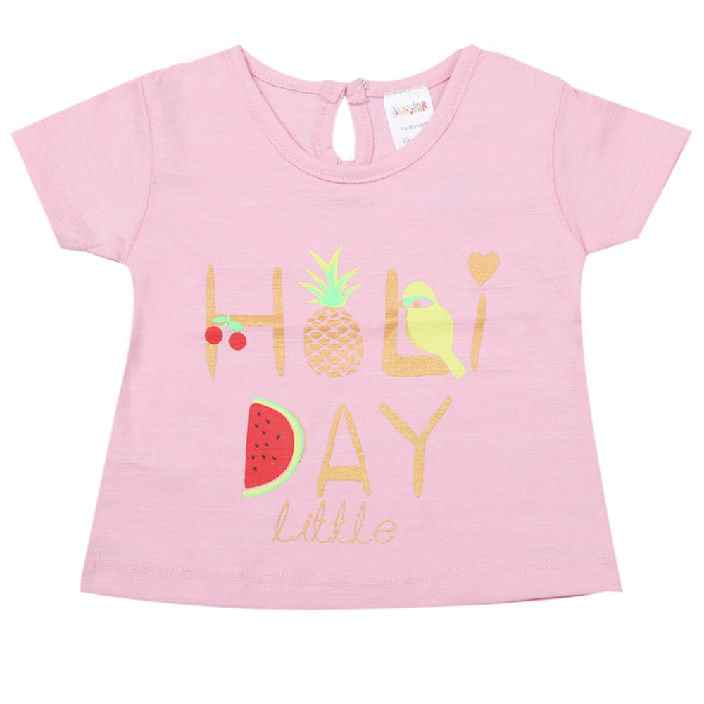 Newborn Girls Half Sleeves T-Shirt - Pink, Kids, Newborn Girls T-Shirts, Chase Value, Chase Value