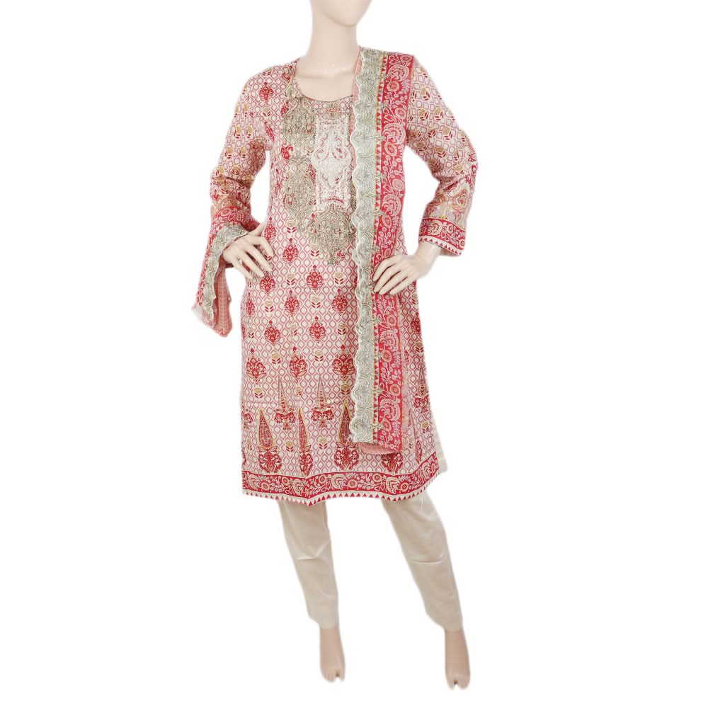 Women's Printed Shalwar Suit - Peach, Women, Shalwar Suits, Chase Value, Chase Value