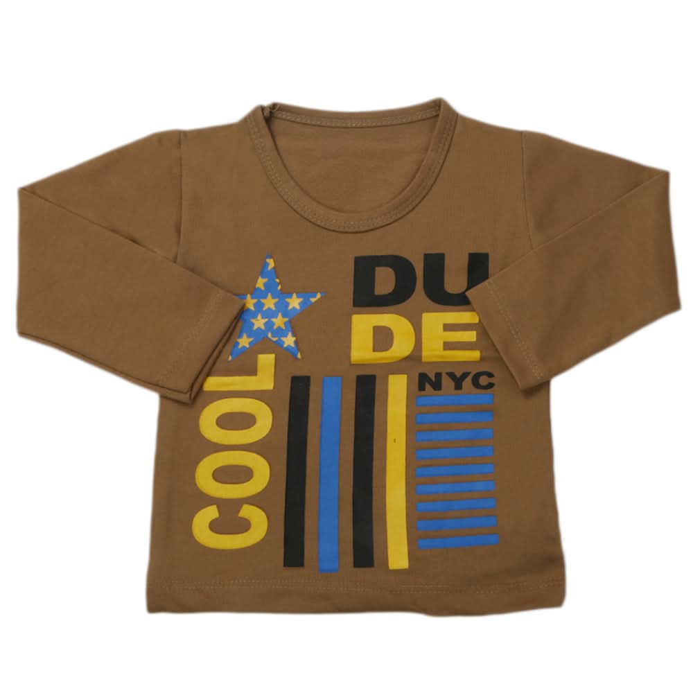 Boy's Full Sleeves T-Shirt - Brown, Kids, Boys T-Shirts, Chase Value, Chase Value