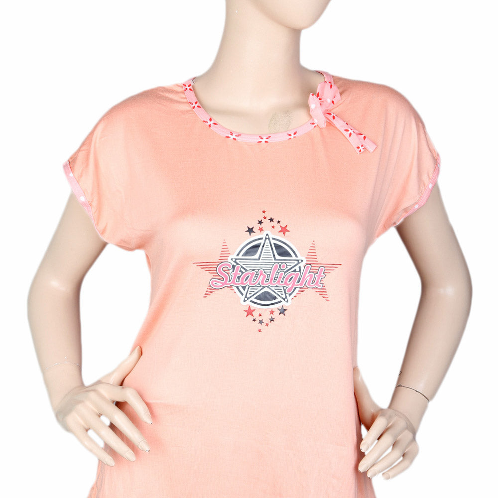 Women's 2 Piece Night Suit - Peach, Women, Night Suit, Chase Value, Chase Value