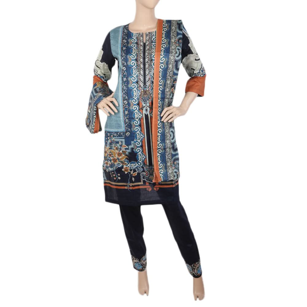 Women's Printed Shalwar Suit - Navy Blue, Women, Shalwar Suits, Chase Value, Chase Value