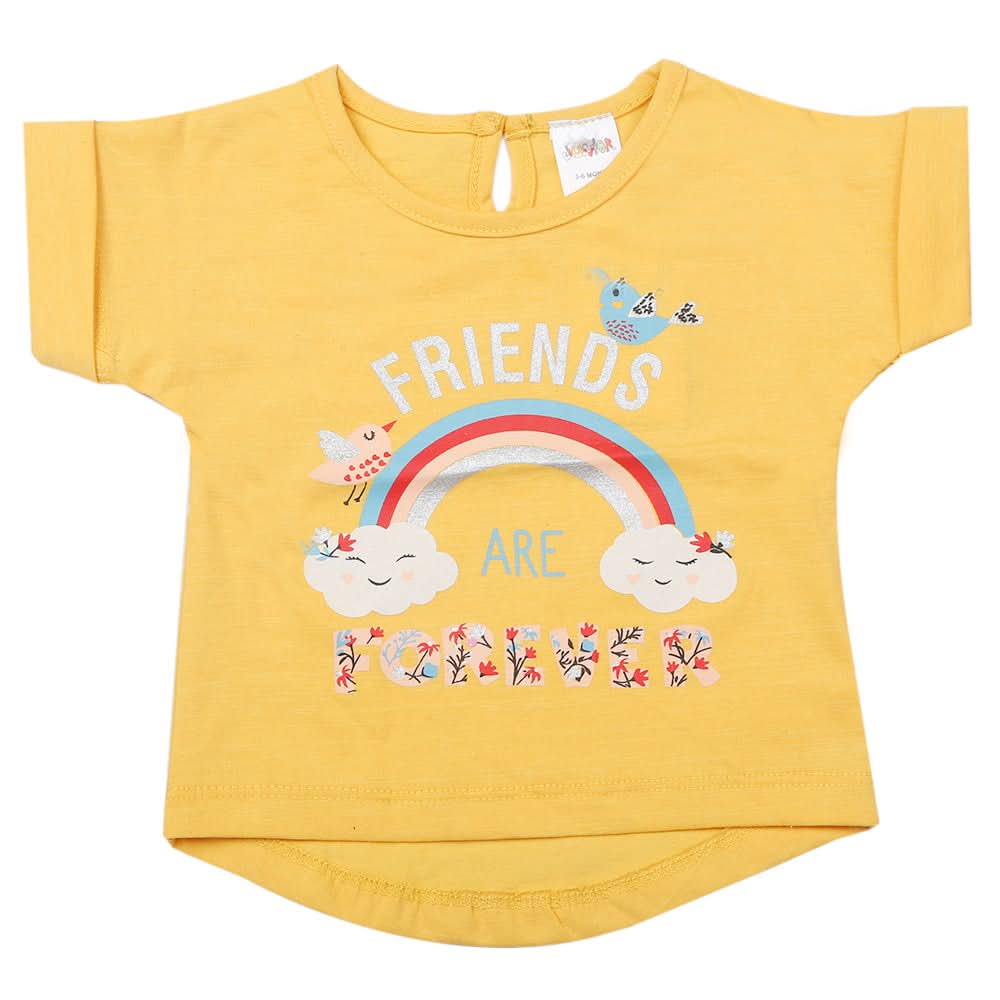 Newborn Girls Half Sleeves T-Shirt - Mustard, Kids, Newborn Girls T-Shirts, Chase Value, Chase Value