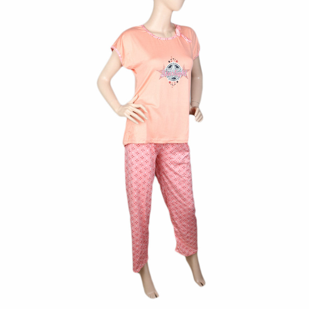 Women's 2 Piece Night Suit - Peach, Women, Night Suit, Chase Value, Chase Value