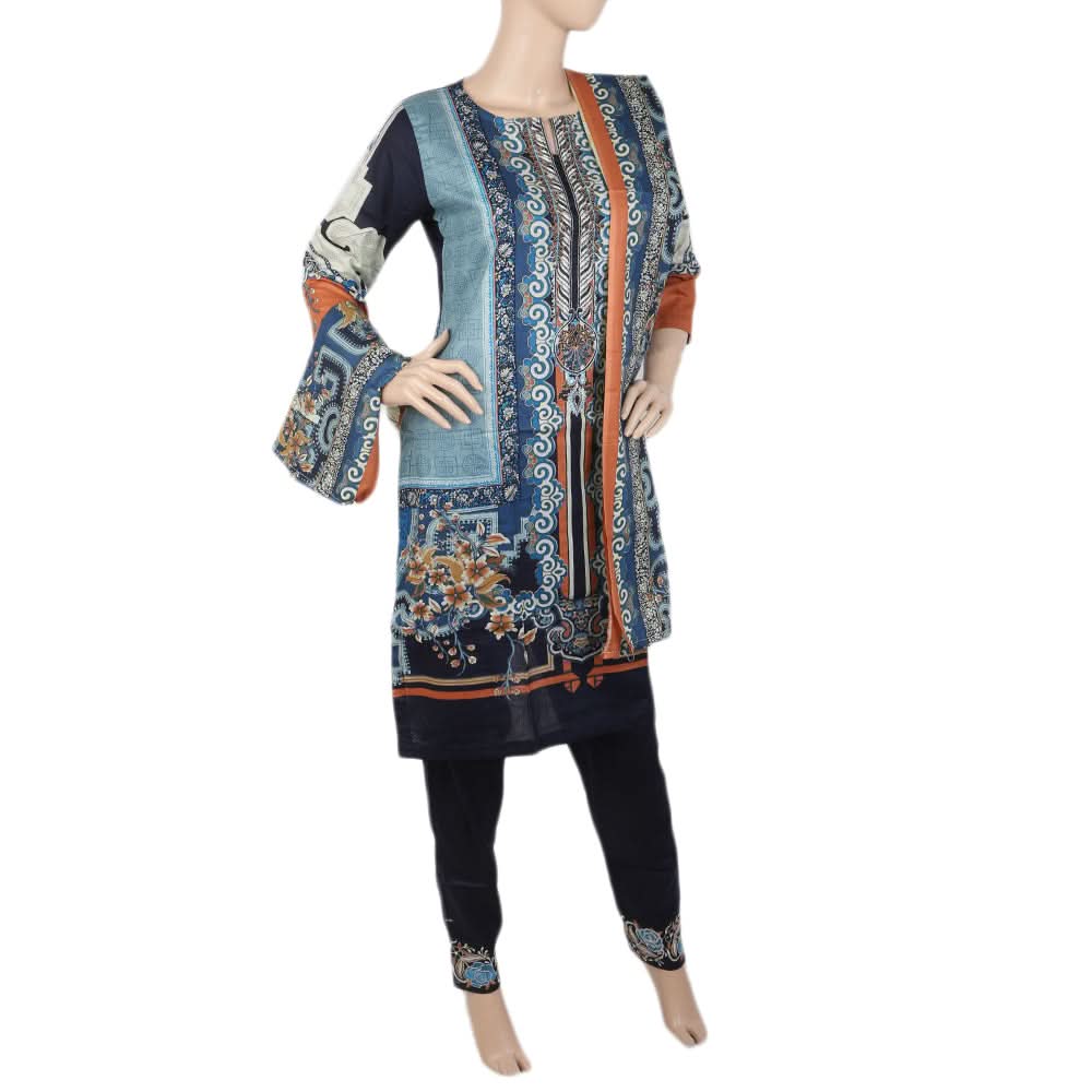 Women's Printed Shalwar Suit - Navy Blue, Women, Shalwar Suits, Chase Value, Chase Value