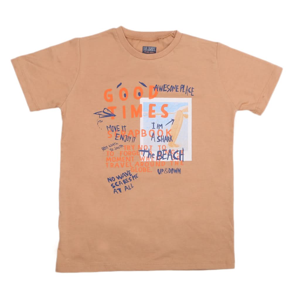 Boys Half Sleeves T-Shirt 3991 - Light Brown, Kids, Boys T-Shirts, Chase Value, Chase Value