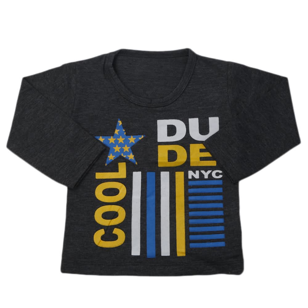Boy's Full Sleeves T-Shirt 8754 - Dark Grey, Kids, Boys T-Shirts, Chase Value, Chase Value