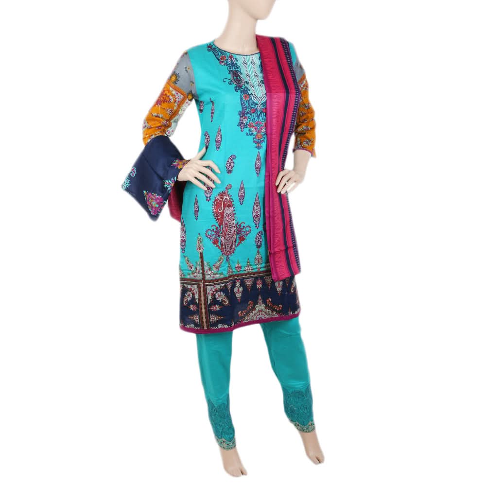 Women's Printed Shalwar Suit - Steel Blue, Women, Shalwar Suits, Chase Value, Chase Value